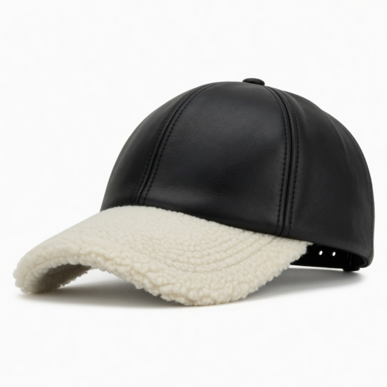 Baseball Cap Leather Sherpa Visor Hat Sports