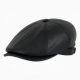 Hats Newsboy Men Leather Ivy Flat Cap Gatsby Driving Cabbie Hat Black