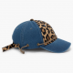 Hat Denim Leopard Strap Drawstring Adjustable Western