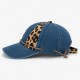 Hat Denim Leopard Strap Drawstring Adjustable Western