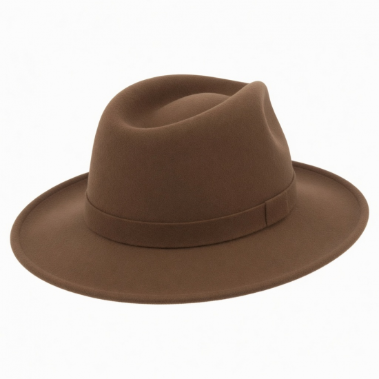 Style 100 Wool Felt Fedora Brown Hat Crushable