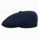 Flat Cap For Men Blend Wool Herringbone Tweed Style Hat Driving Plain Blue Navy 