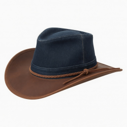 Hat Leather Real Denim Western Cow