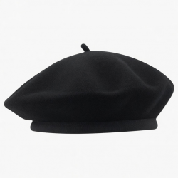 Beret 100 Wool Size Hat Black