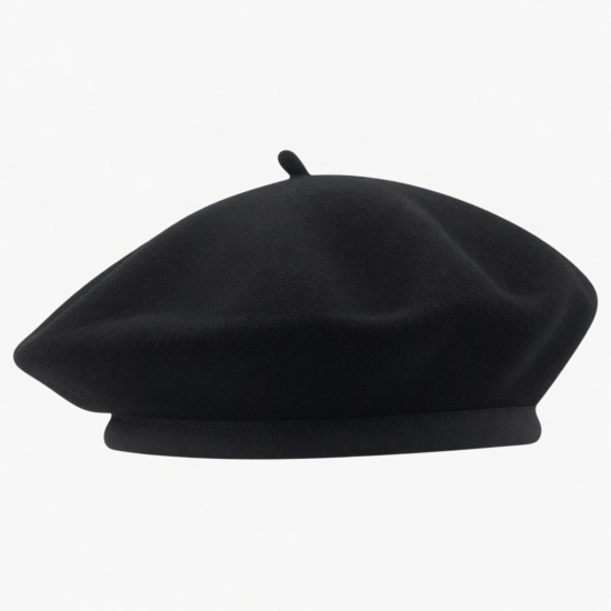 Beret 100 Wool Size Hat Black