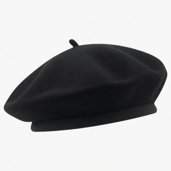 Beret 100 Wool Size Hat Black