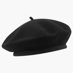 Beret 100 Wool Size Hat Black