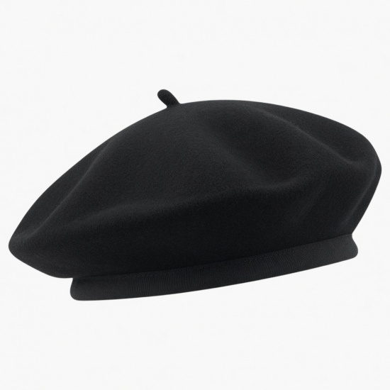 Beret 100 Wool Size Hat Black