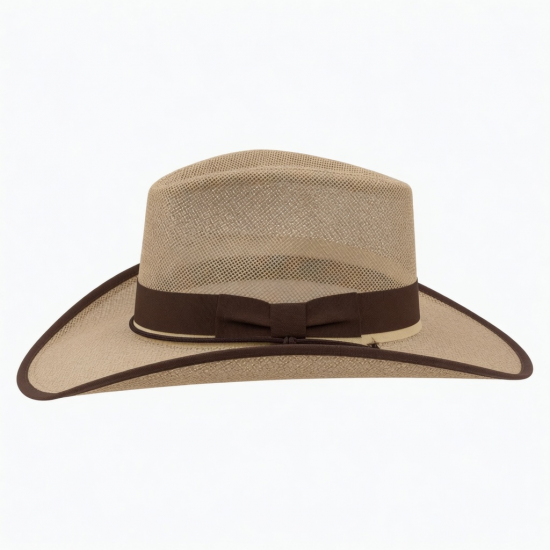Mesh Hat Retro Cowboy Cap Drawstring Wide Brim Fedora Fishing Holiday