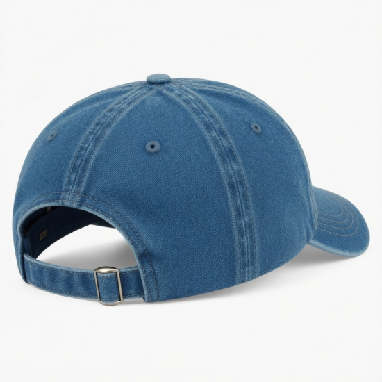 Baseball Cap Blue Plain Denim Dad Bill Curved Adjustable