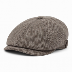 Hat Newsboy Flat Cap Driver Herringbone Tweed Wool Plain Kids Classic Golf