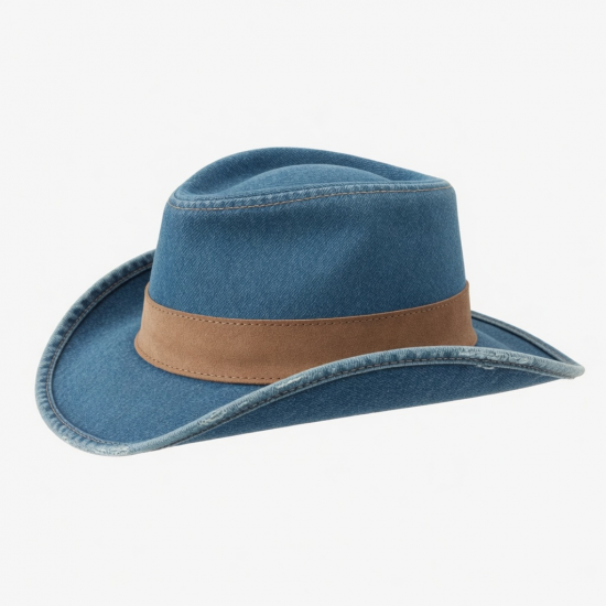 Classic Hat Denim Western Suede Vintage Rolled Brim Unisex