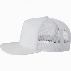 Cap Snapback White Bill Flat Trucker Mesh Plain Adjustable Unisex