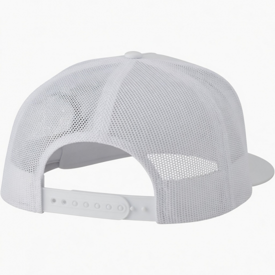 Cap Snapback White Bill Flat Trucker Mesh Plain Adjustable Unisex