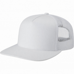 Cap Snapback White Bill Flat Trucker Mesh Plain Adjustable Unisex