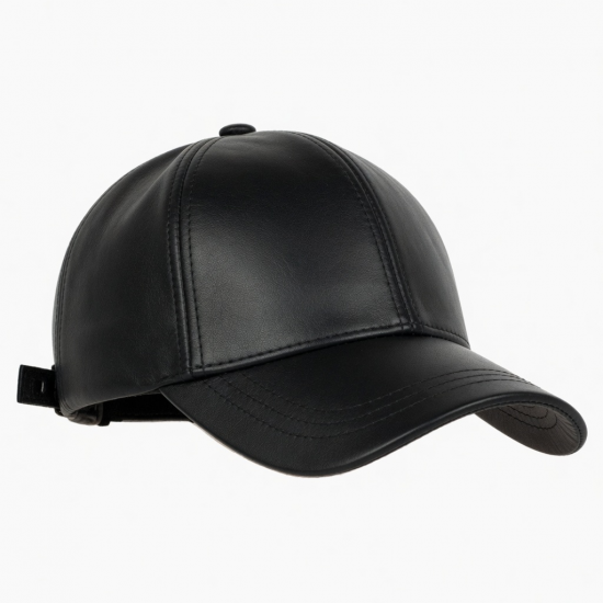 Baseball Cap Leather Black For Men Women Adjustable
