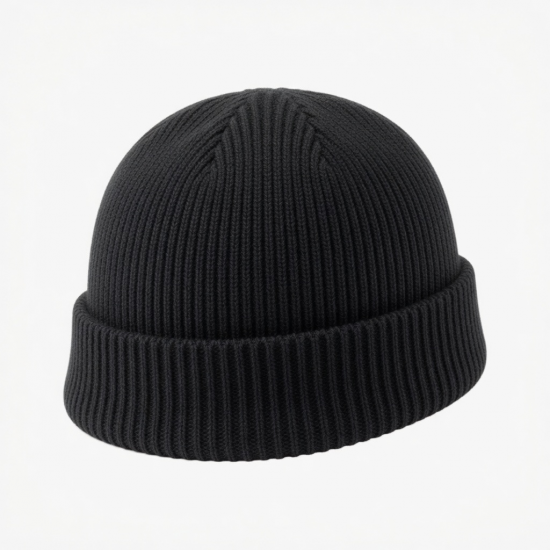 Mini Beanie Short Bucket Hat Ribbed Docker Winter Warm Knit Skull Cap Cuff