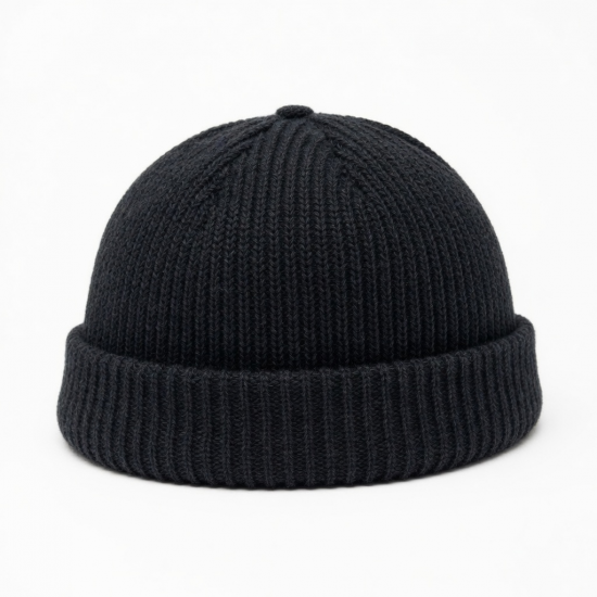 Mini Beanie Short Bucket Hat Ribbed Docker Winter Warm Knit Skull Cap Cuff