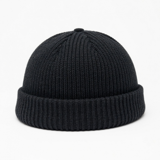 Mini Beanie Short Bucket Hat Ribbed Docker Winter Warm Knit Skull Cap Cuff